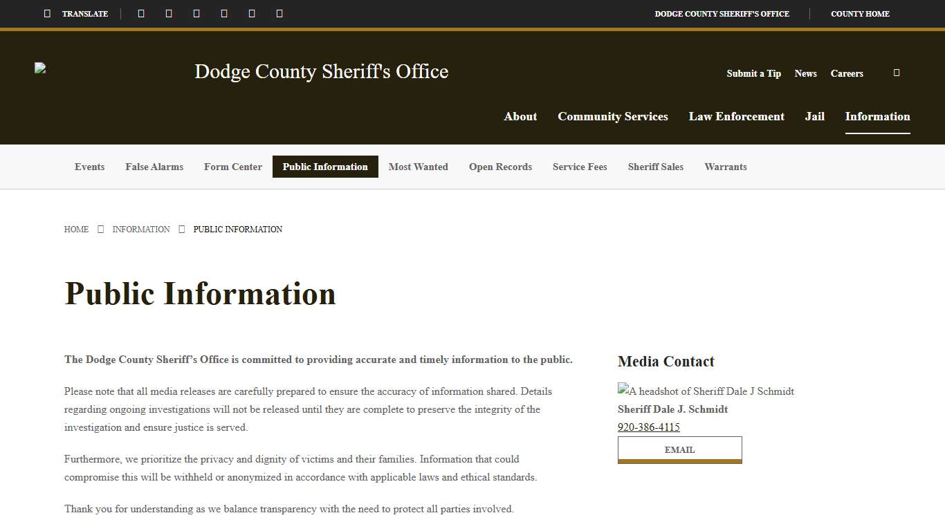 Public Information - Dodge County Sheriff's Office