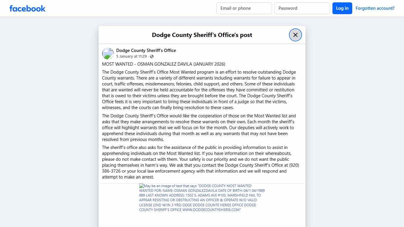 MOST WANTED - OSMAN... - Dodge County Sheriff's Office Facebook